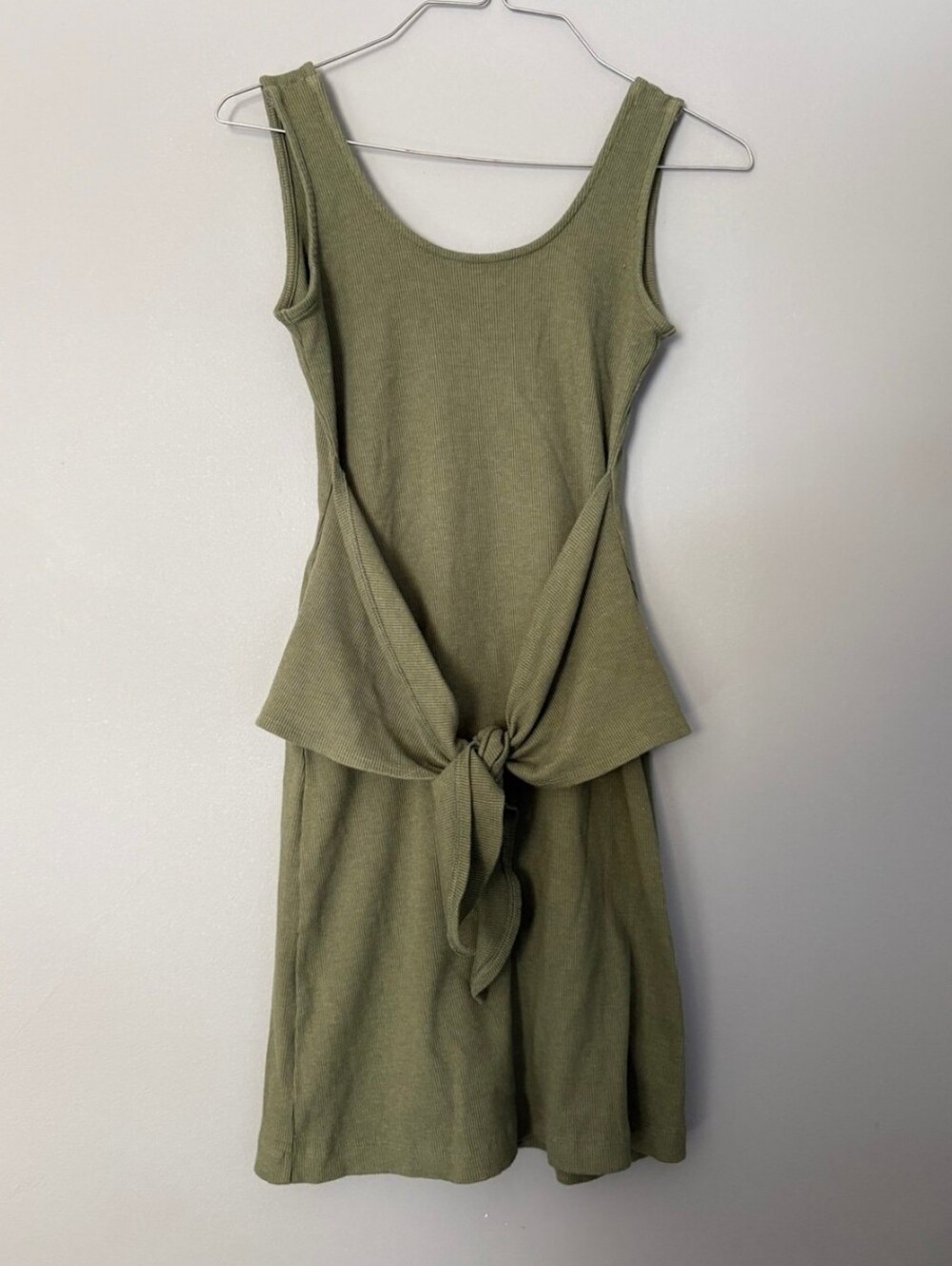 aerie Olive Green Tie-Front Midi Dress